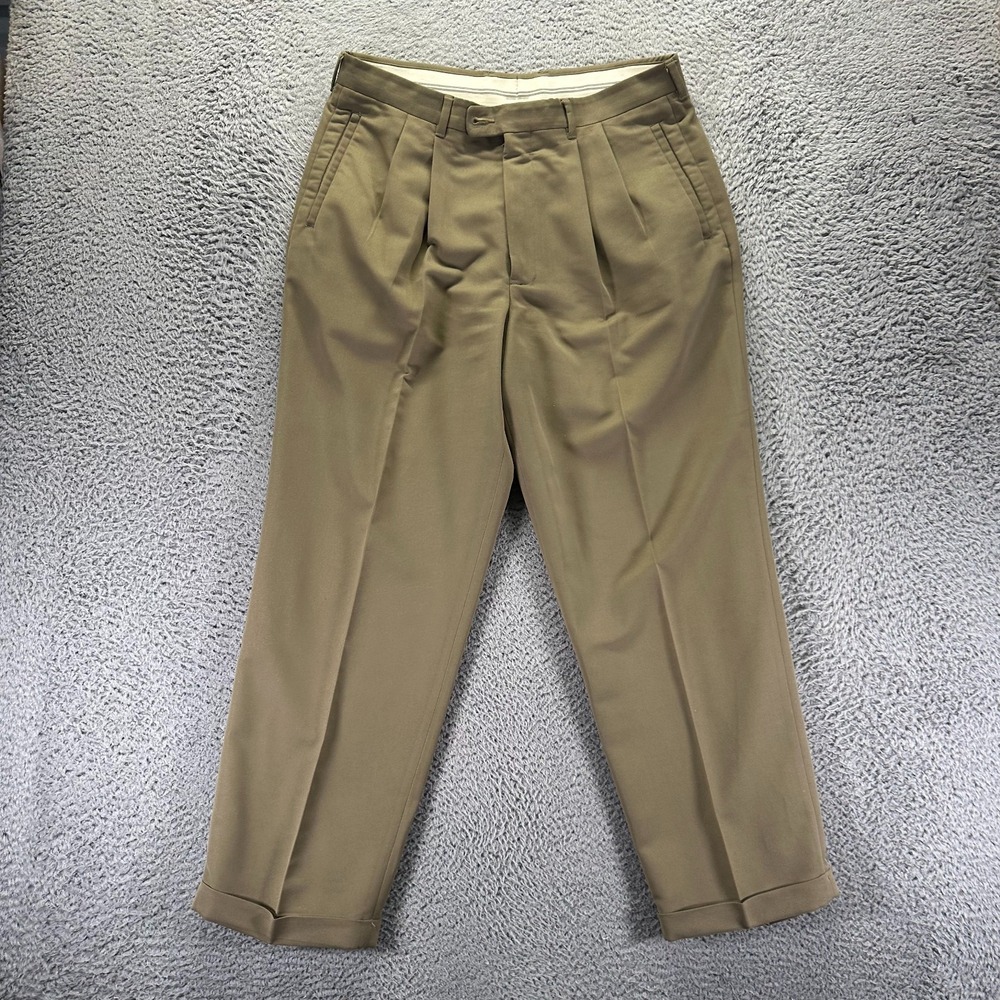 Liz Claiborne Pant Men 34x29 Beige Polyester Dress Preppy Business Career Office